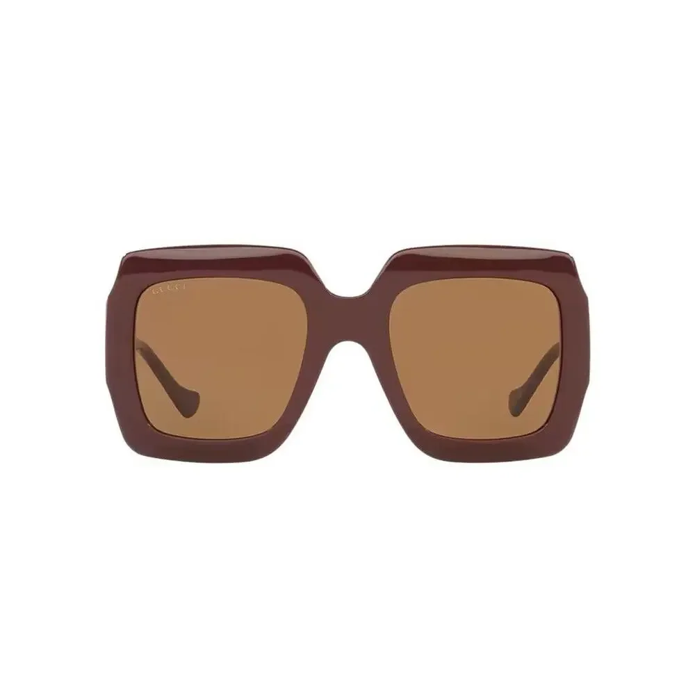 Gucci Square Oversized Sunglasses in Deep Burgundy with Brown Lenses - Picture 2 of 9